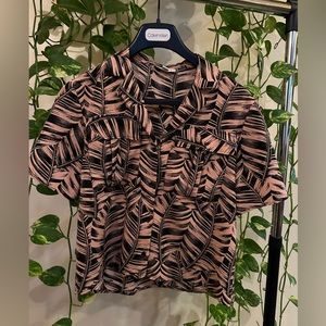 Topshop tropical button up tee